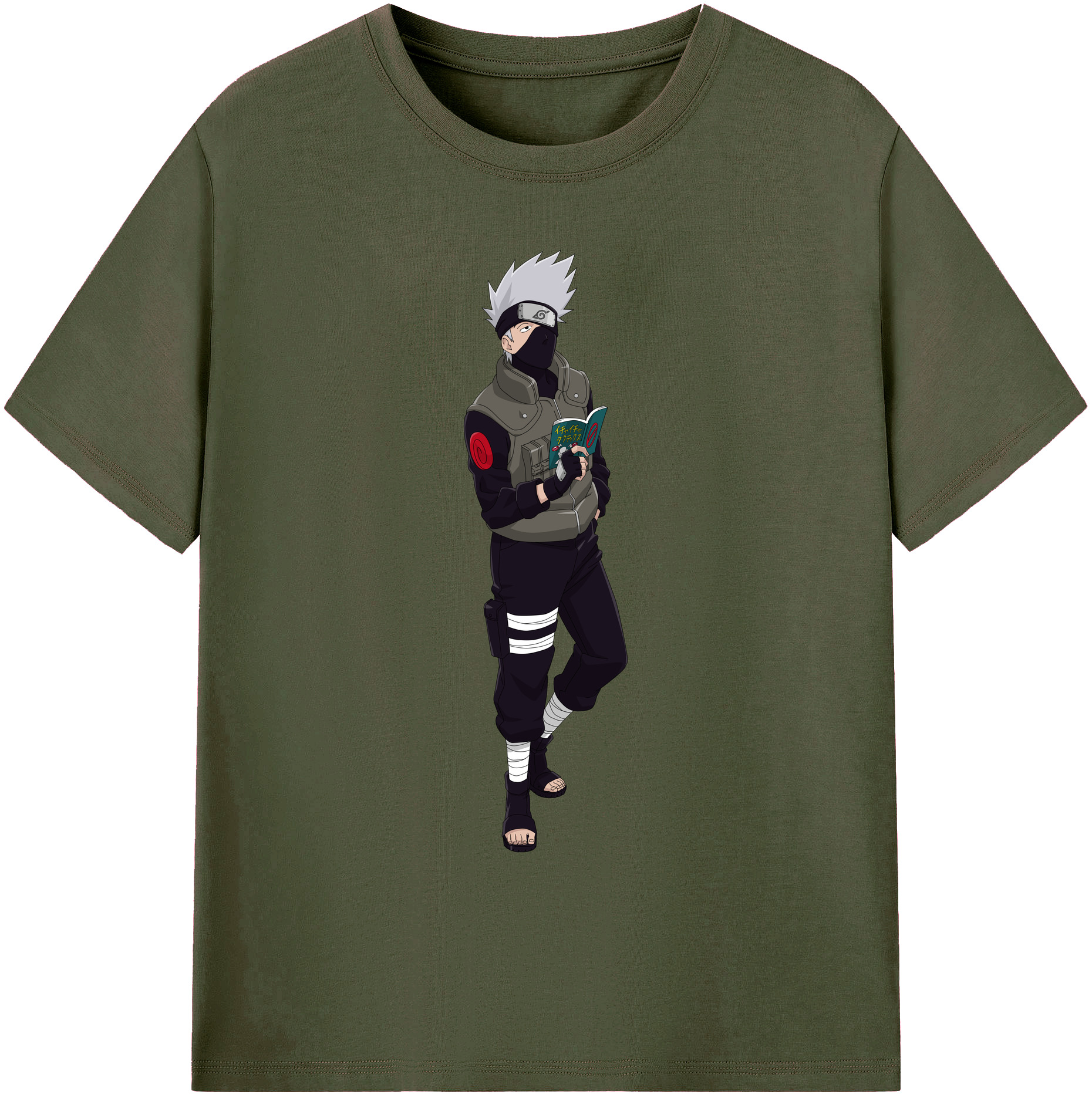 （画像用） NARUTO -ナルト- はたけ カカシ Hatake Kakashi 綿100％ メンズ半袖Tシャツ｜肌触りやわらか＆通気性